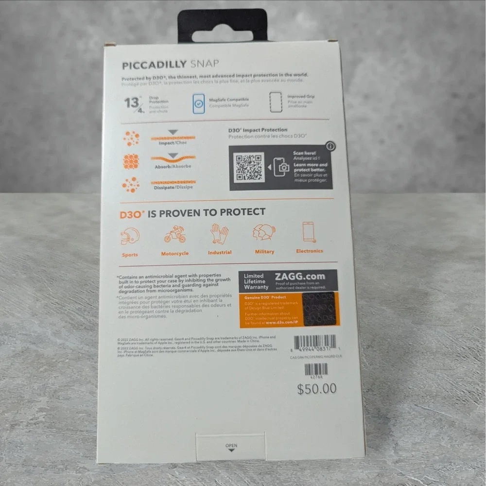 ZAGG Gear4 Piccadilly Snap Case Apple iPhone 6.7 2022‎ (14 Plus) Purple/Clear A6